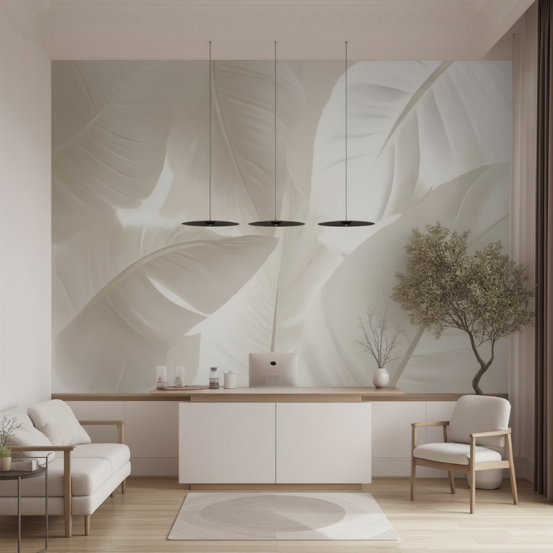 3D Wallpaper Soft Leaf Whisper